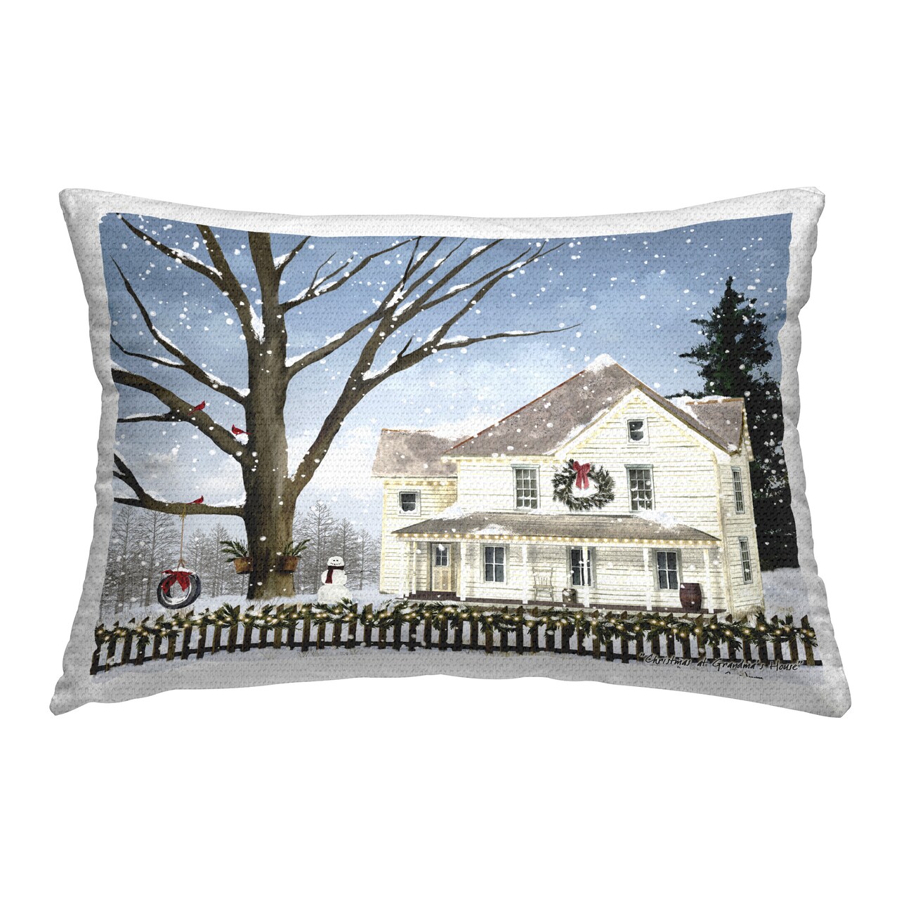 Christmas at Grandma's Design by Billy Jacobs Outdoor Printed Pillow